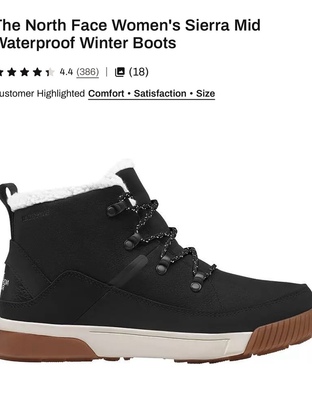 The North Face Women's Black & Brown Sierra Mid Waterproof Winter Boots
